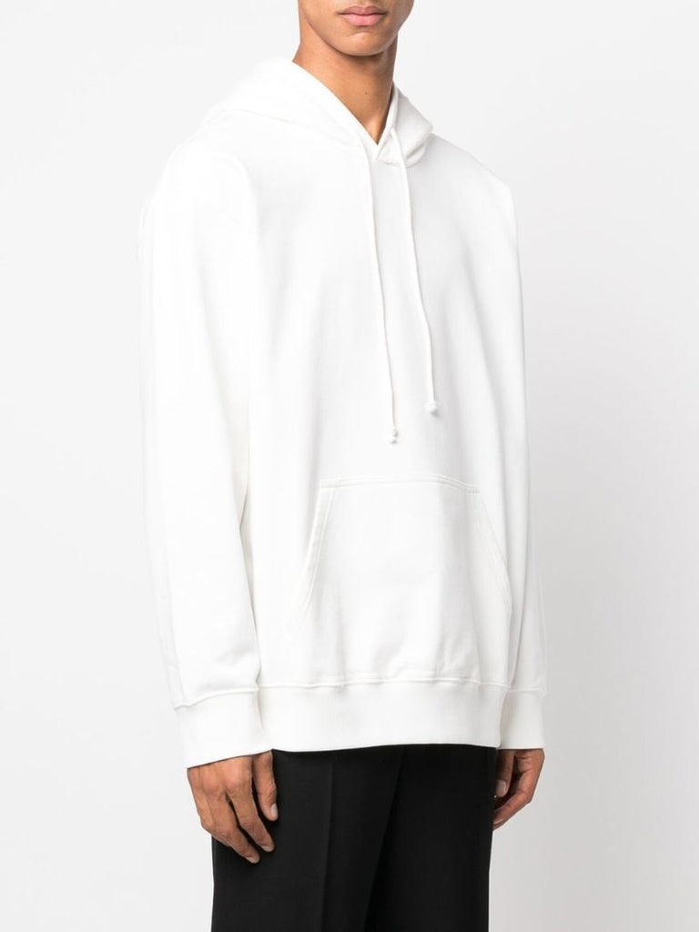 White Logo Print Hoodie