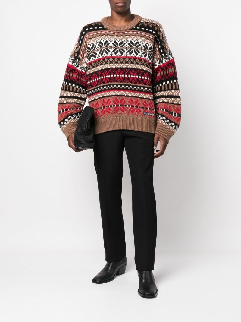 Brown Wool Jacquard Sweater