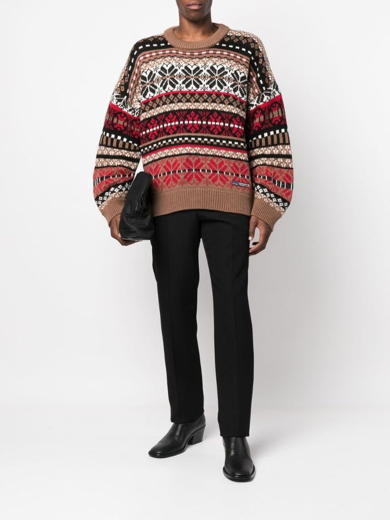 Brown Wool Jacquard Sweater