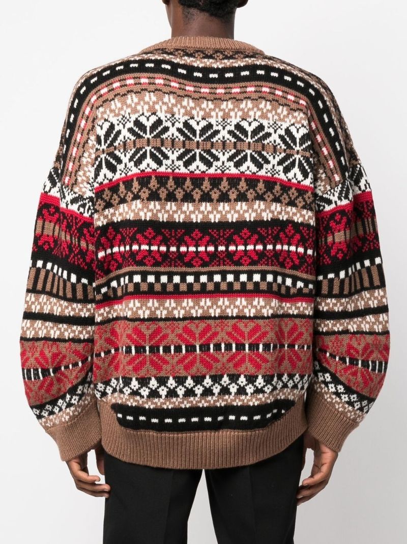 Brown Wool Jacquard Sweater
