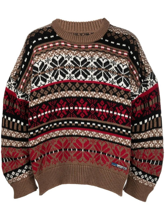 Brown Wool Jacquard Sweater