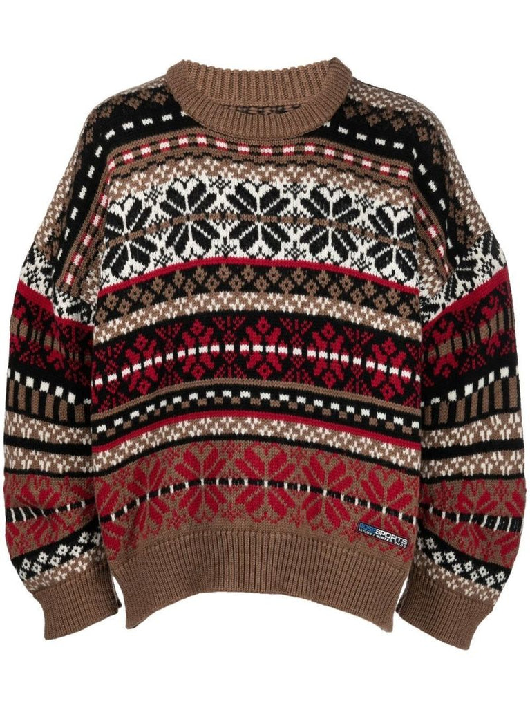 Brown Wool Jacquard Sweater