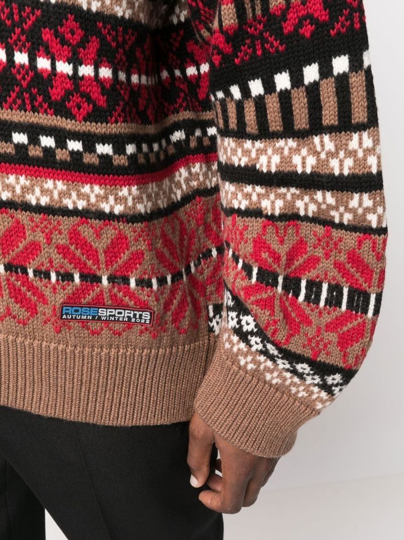 Brown Wool Jacquard Sweater