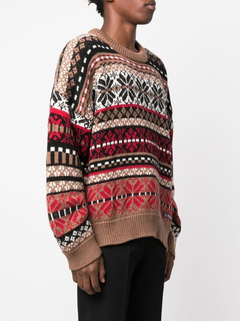 Brown Wool Jacquard Sweater