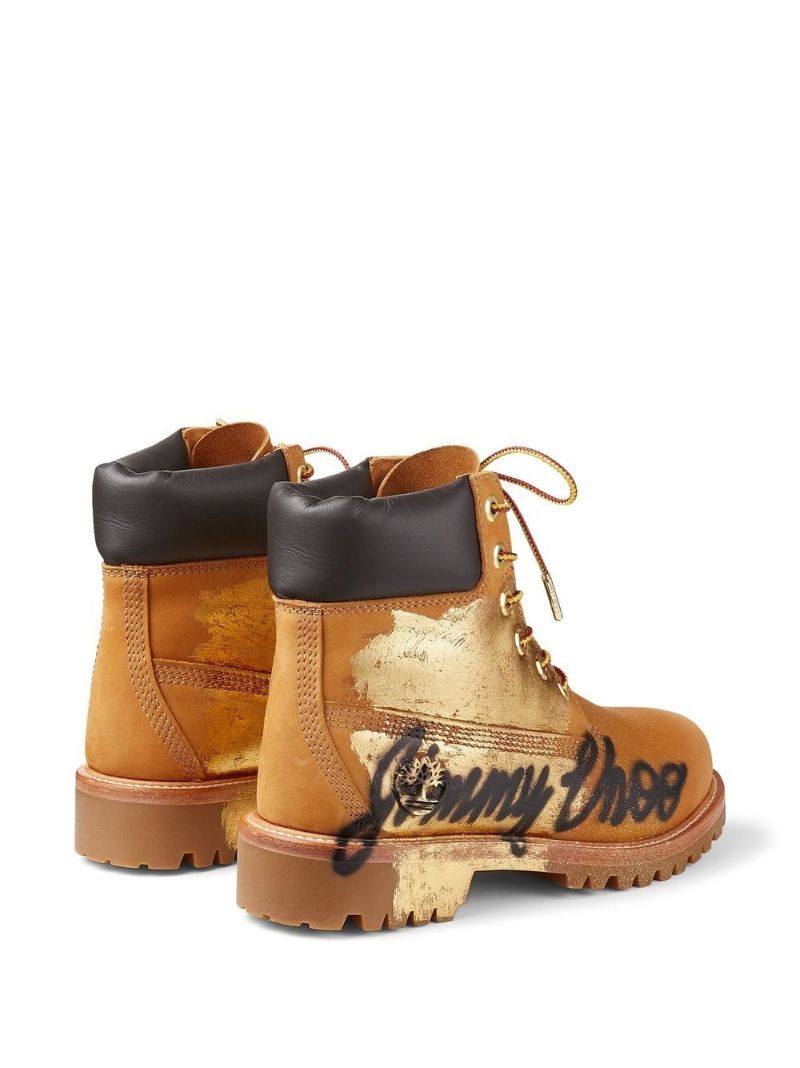 X Timberland Brown Graffiti Leather Ankle Boots