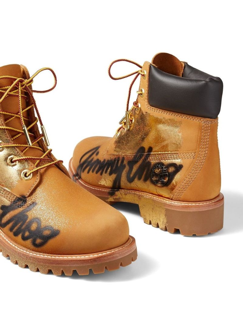 X Timberland Brown Graffiti Leather Ankle Boots