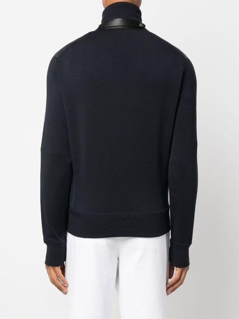 Navy Panelled Wool Jacket