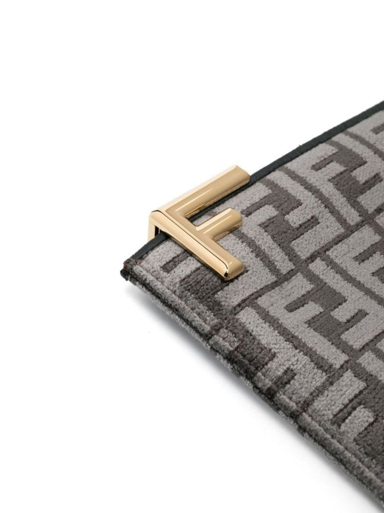 Grey Ff Jacquard  Logo Clutch Bag