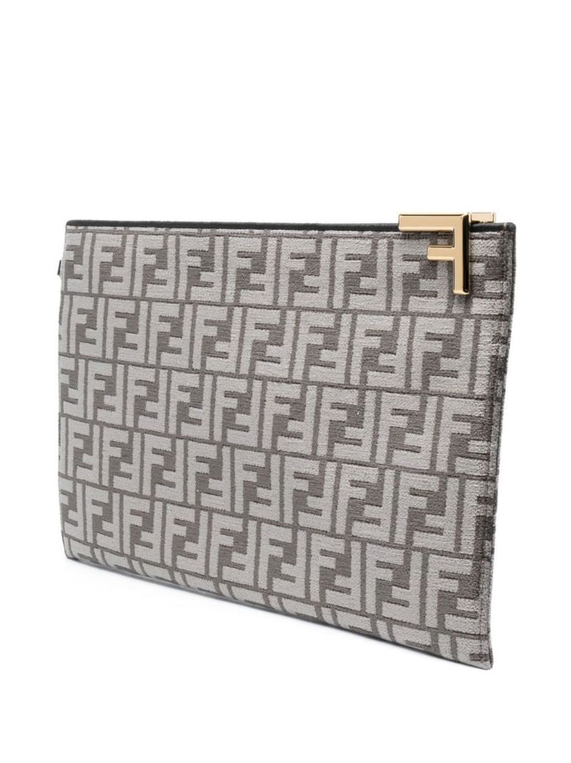 Grey Ff Jacquard  Logo Clutch Bag