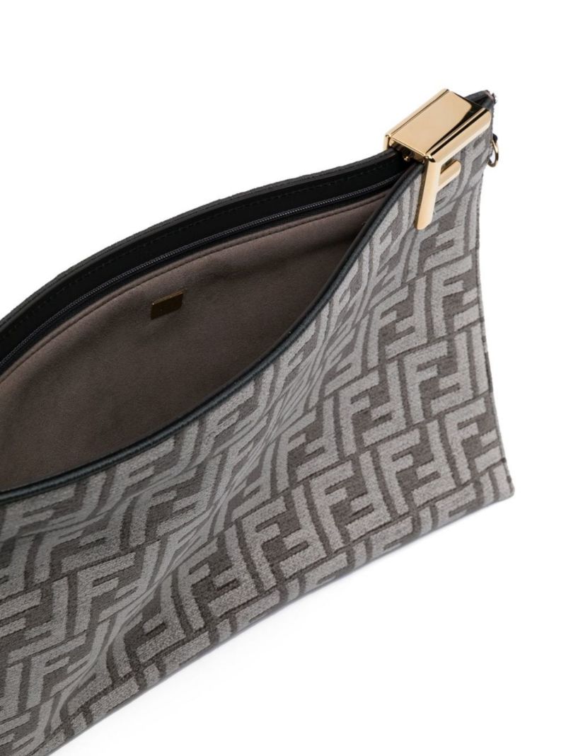 Grey Ff Jacquard  Logo Clutch Bag