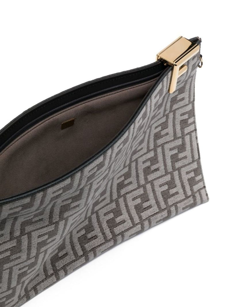 Grey Ff Jacquard  Logo Clutch Bag