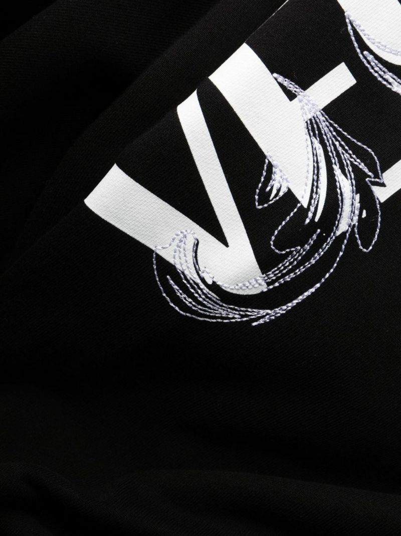 Black Logo Print Cotton Track Pants