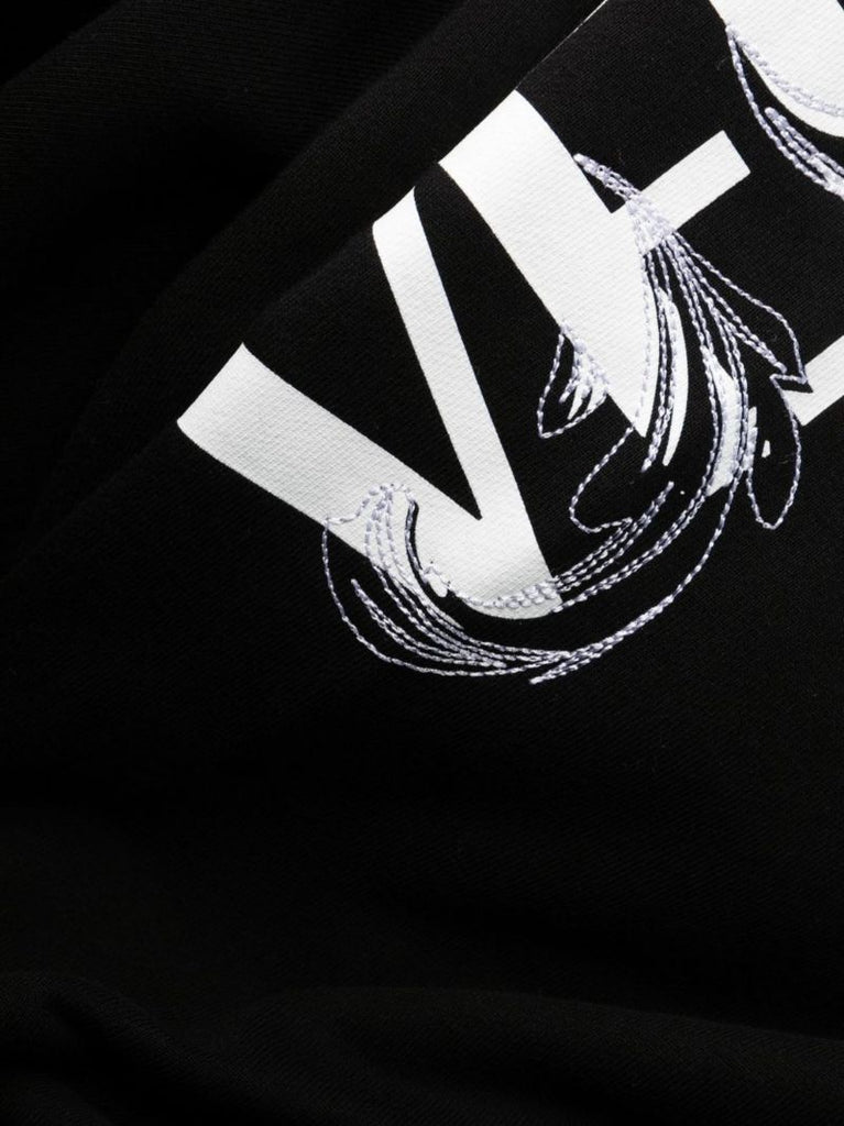 Black Logo Print Cotton Track Pants