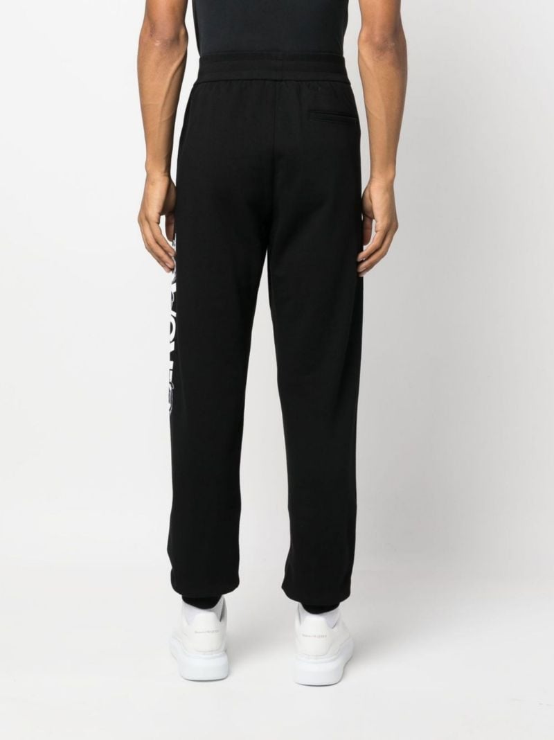 Black Logo Print Cotton Track Pants