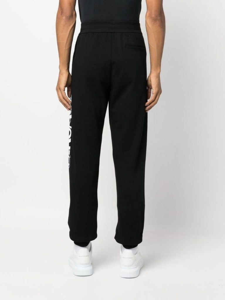 Black Logo Print Cotton Track Pants