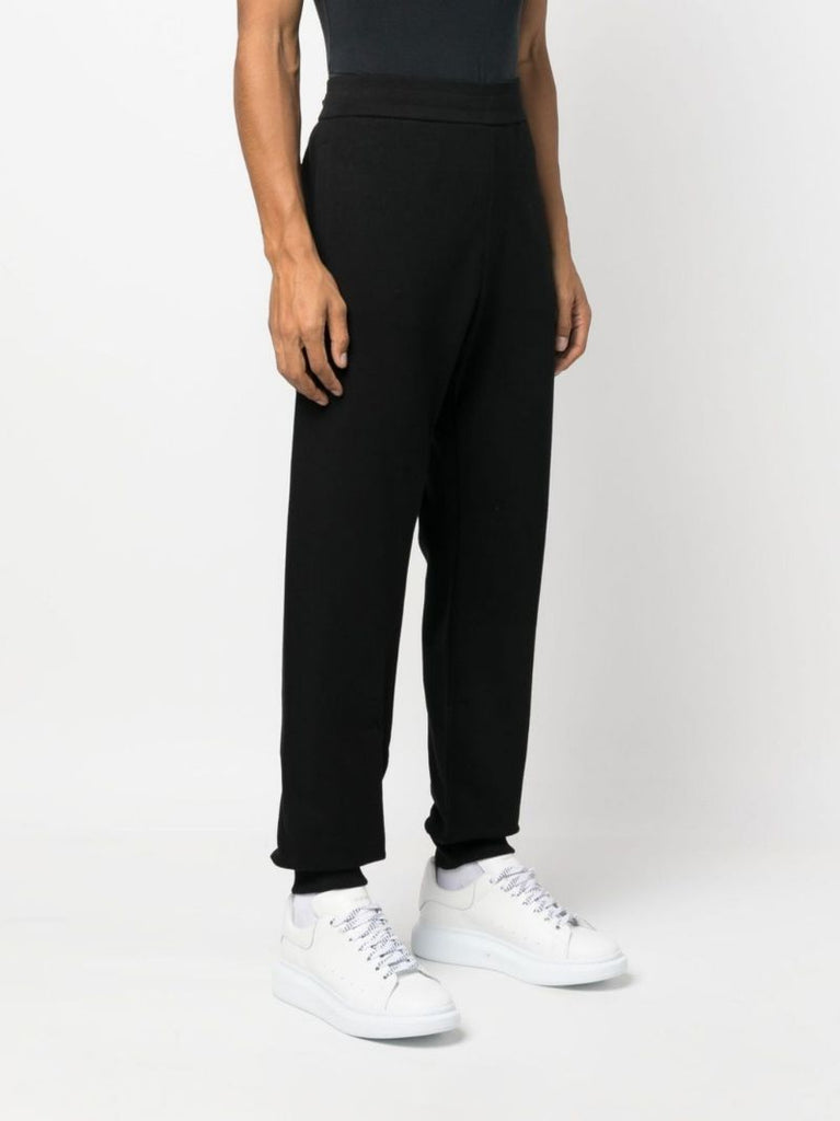 Black Logo Print Cotton Track Pants