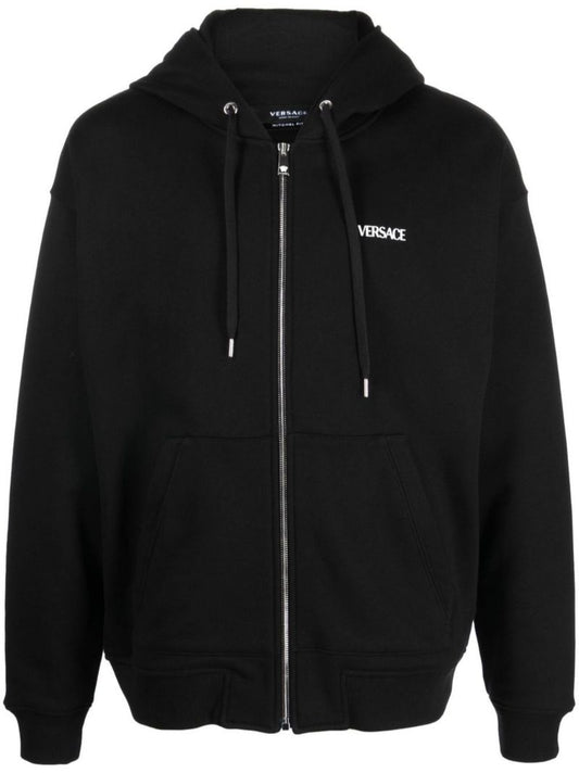 Black Logo Print Zip-up Hoodie