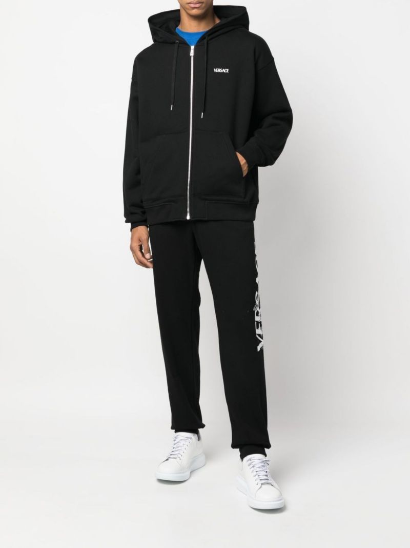 Black Logo Print Zip-up Hoodie