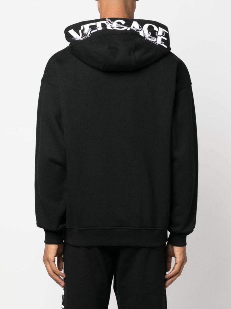 Black Logo Print Zip-up Hoodie