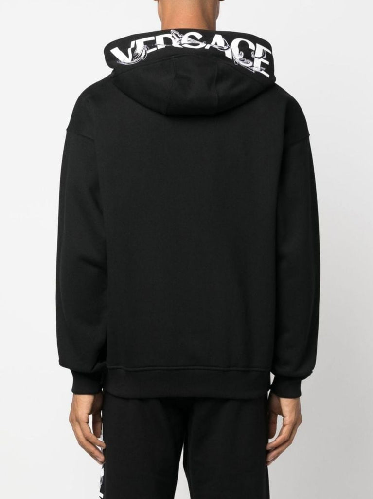 Black Logo Print Zip-up Hoodie