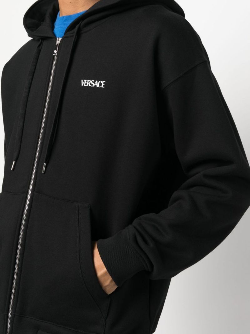 Black Logo Print Zip-up Hoodie