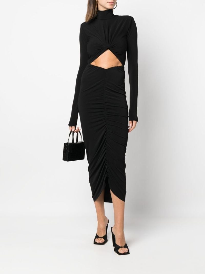 Black Cut-out Ruched Dress