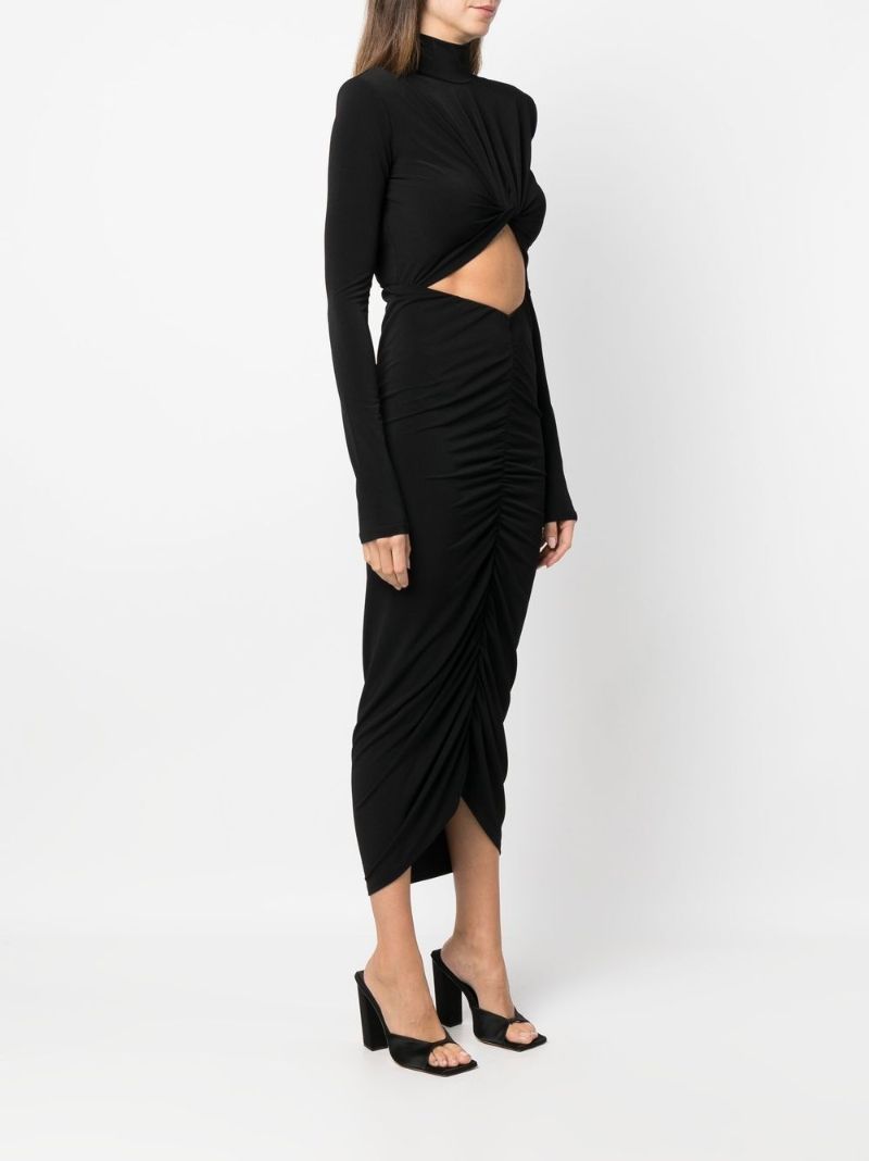 Black Cut-out Ruched Dress
