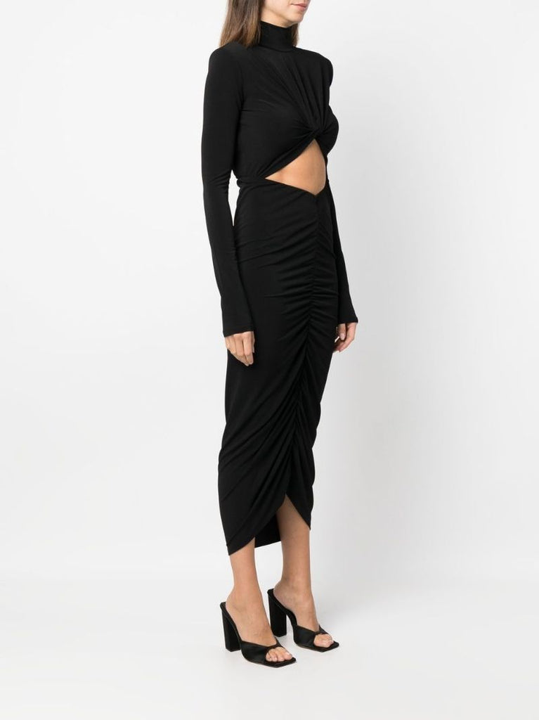 Black Cut-out Ruched Dress