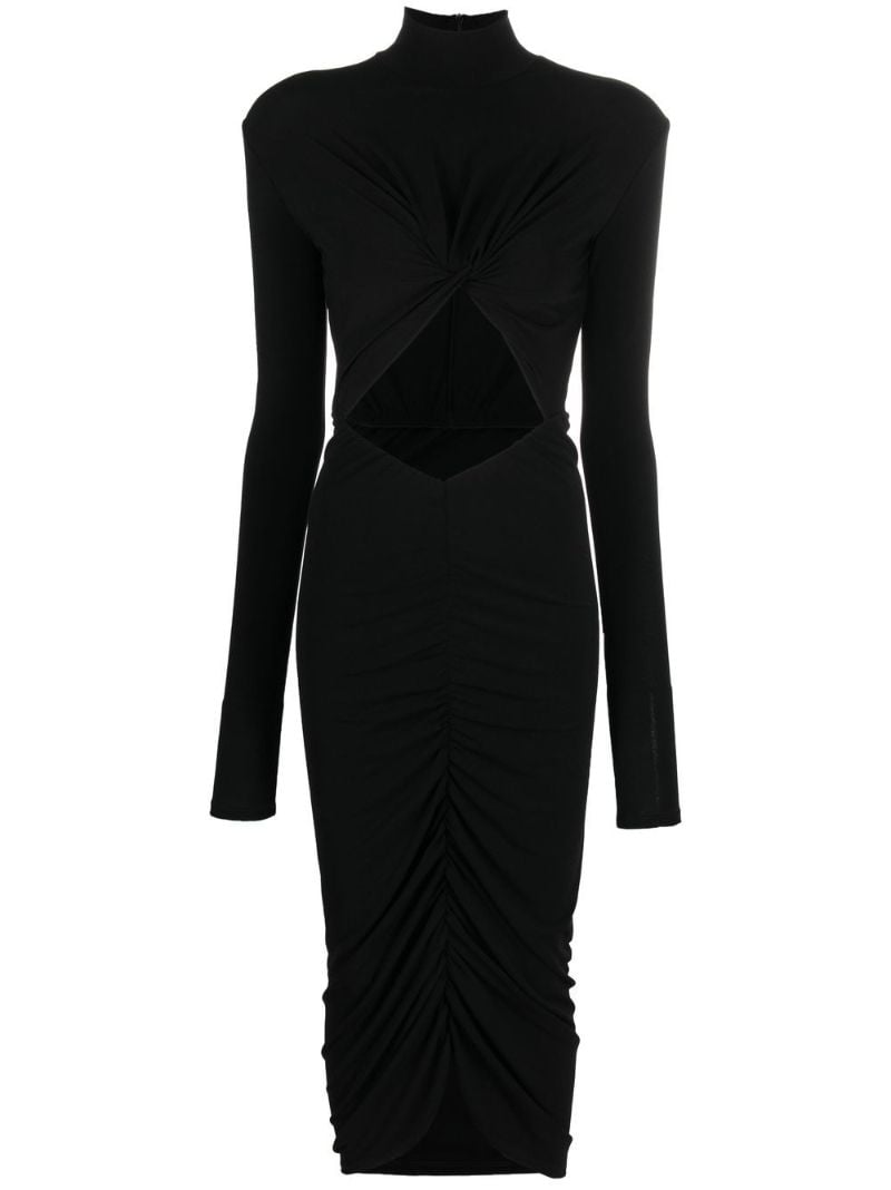 Black Cut-out Ruched Dress