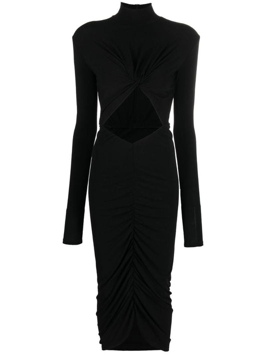 Black Cut-out Ruched Dress