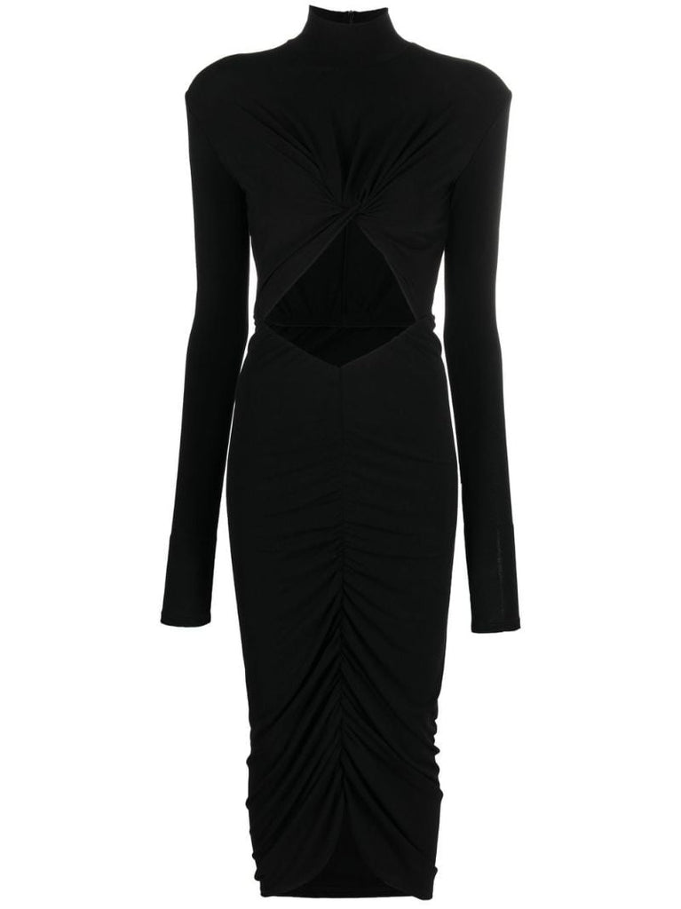 Black Cut-out Ruched Dress