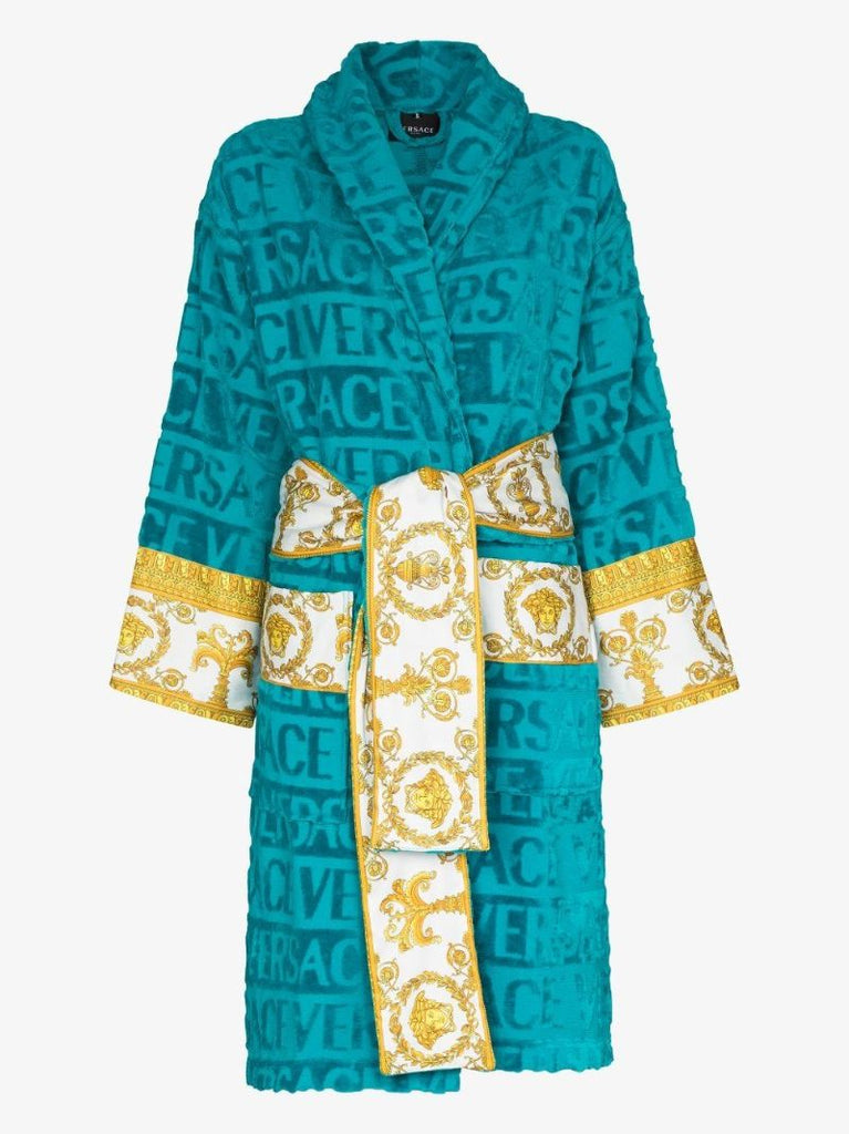 Blue I Love Baroque Belted Bathrobe