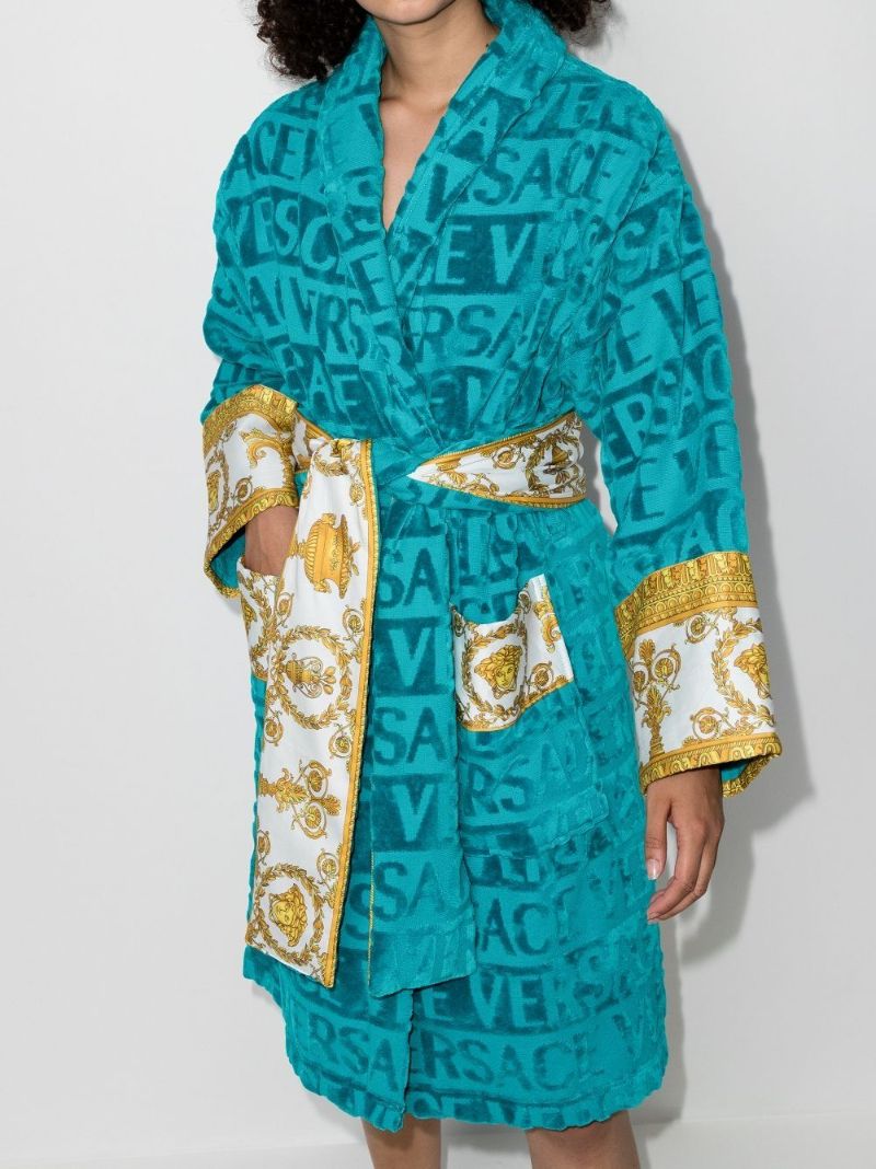 Blue I Love Baroque Belted Bathrobe