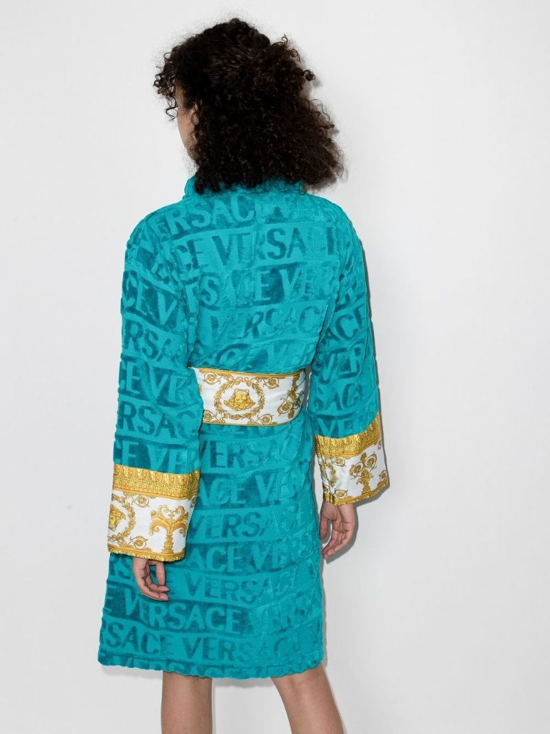 Blue I Love Baroque Belted Bathrobe