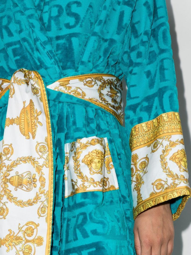Blue I Love Baroque Belted Bathrobe