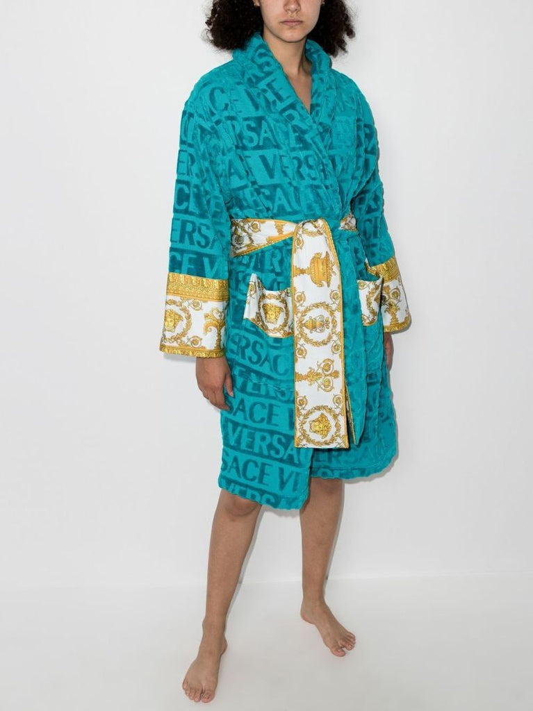 Blue I Love Baroque Belted Bathrobe