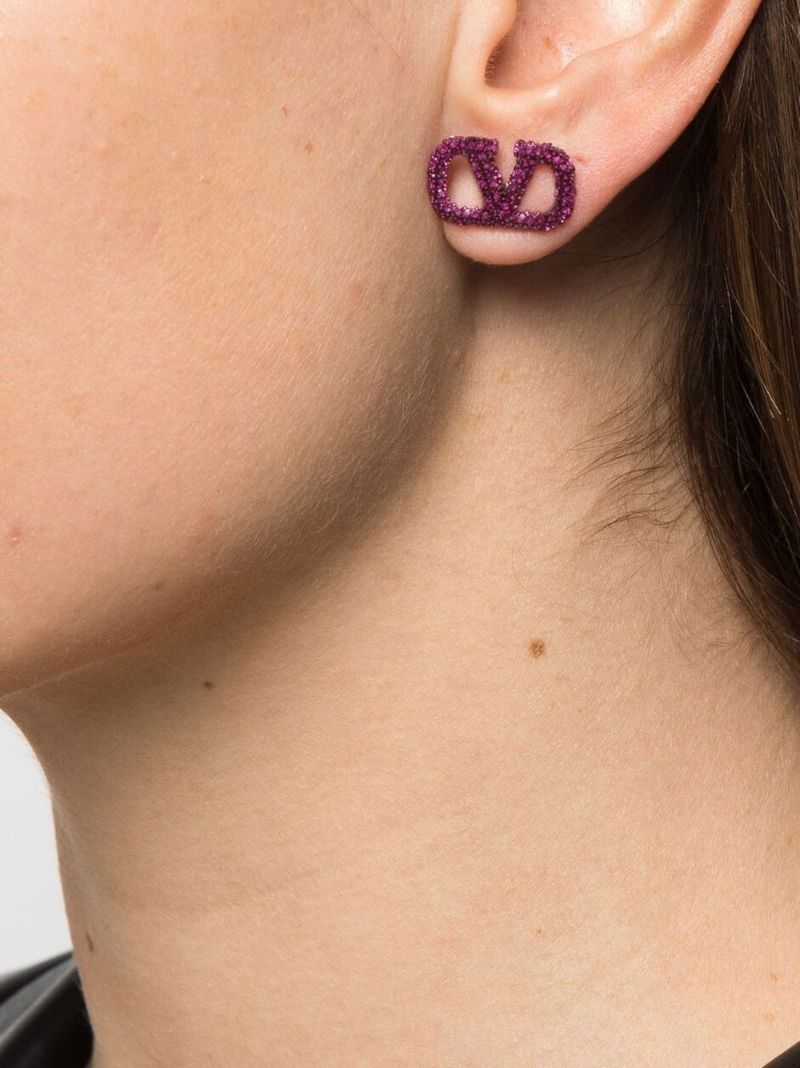 Pink Vlogo Crystal-encrusted Earrings