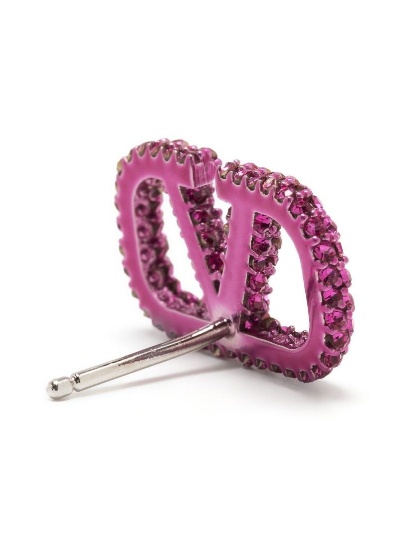 Pink Vlogo Crystal-encrusted Earrings