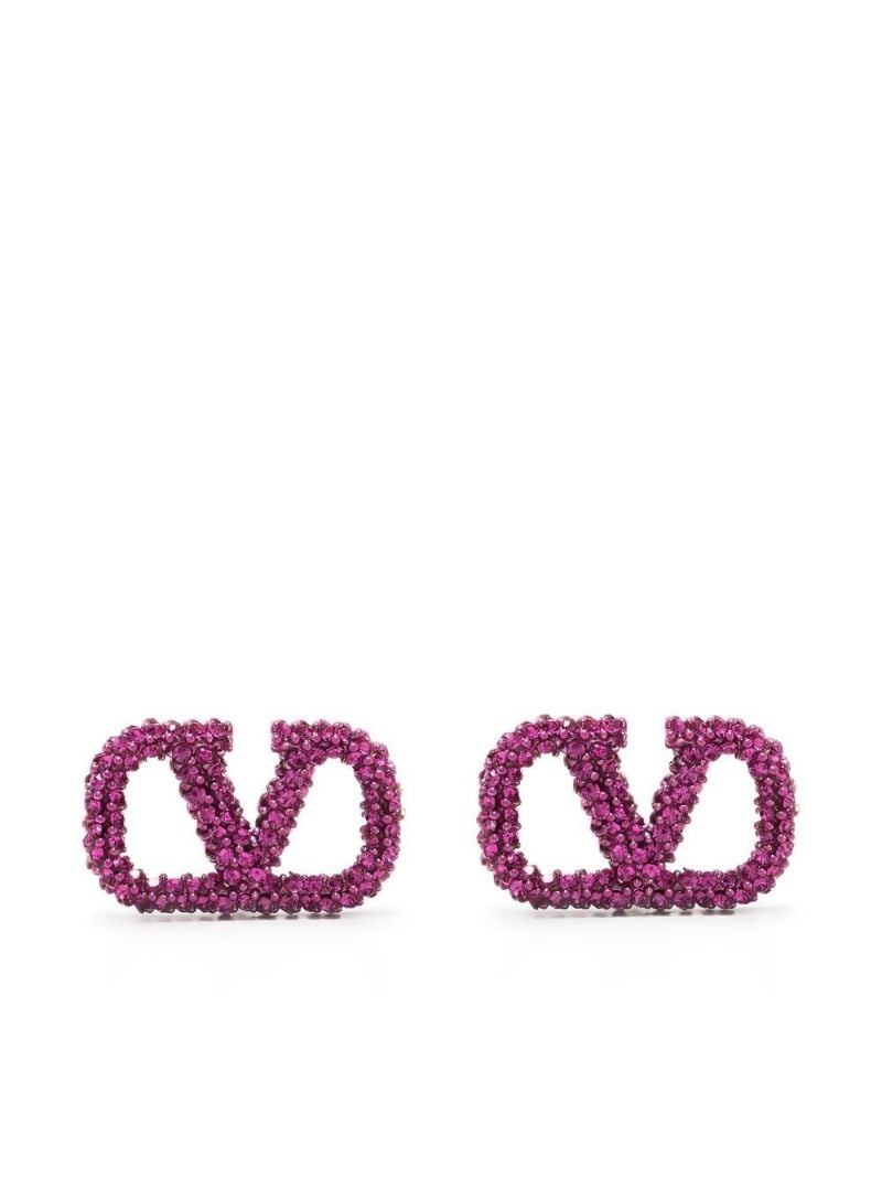 Pink Vlogo Crystal-encrusted Earrings