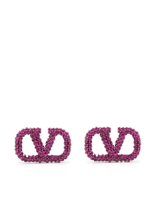 Pink Vlogo Crystal-encrusted Earrings