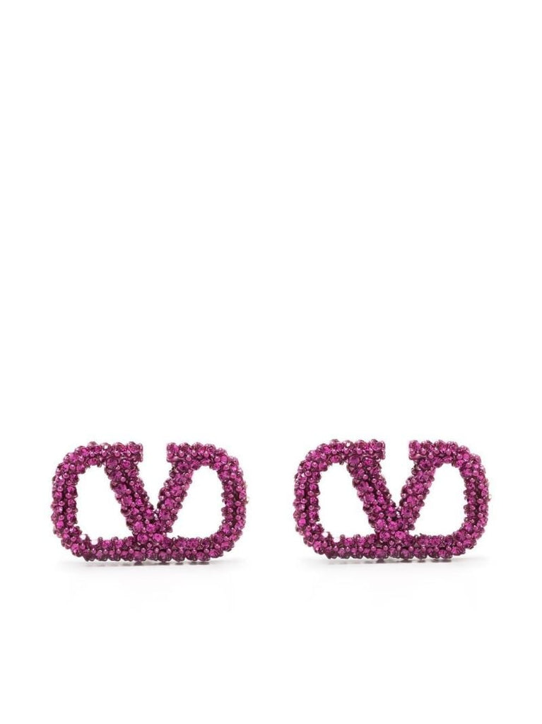 Pink Vlogo Crystal-encrusted Earrings