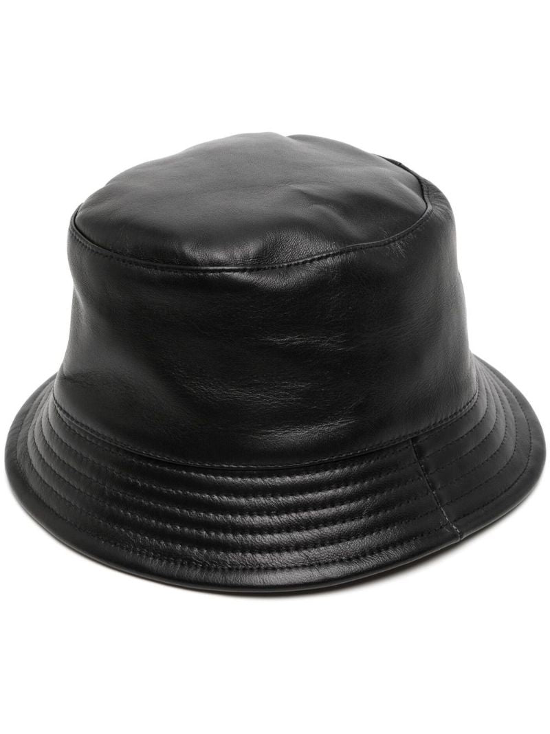 Black Leather Bucket Hat