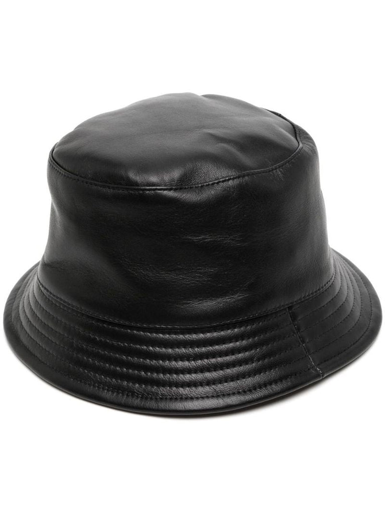 Black Leather Bucket Hat