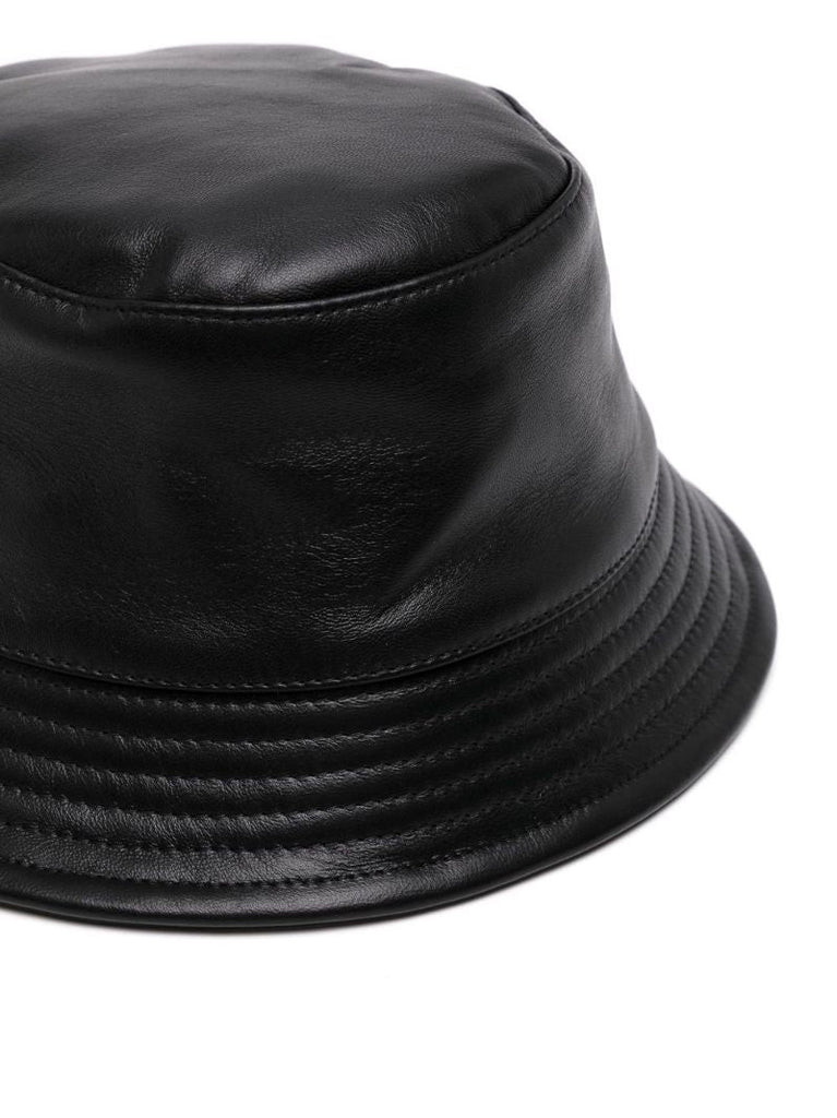 Black Leather Bucket Hat