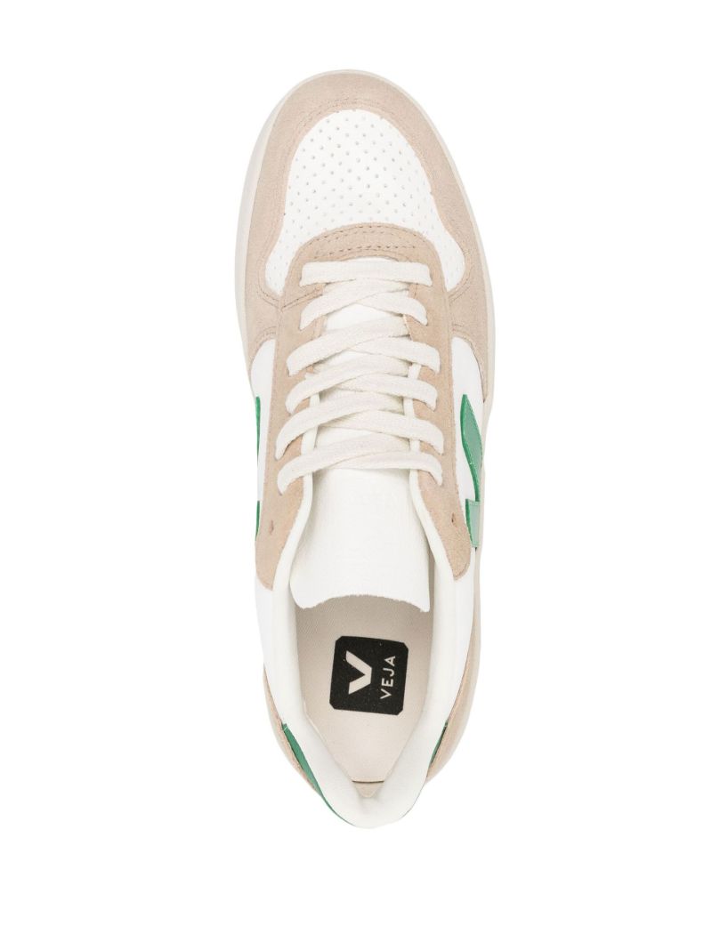 Neutral V-10 Logo Patch Leather Sneakers