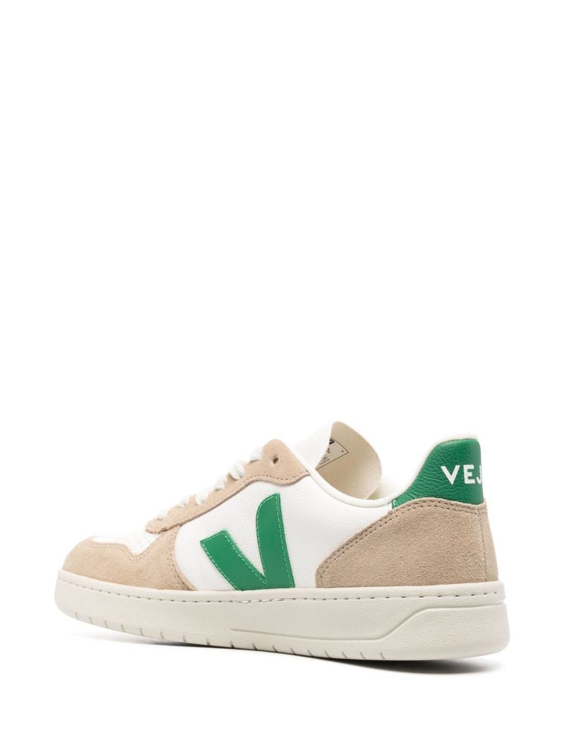 Neutral V-10 Logo Patch Leather Sneakers