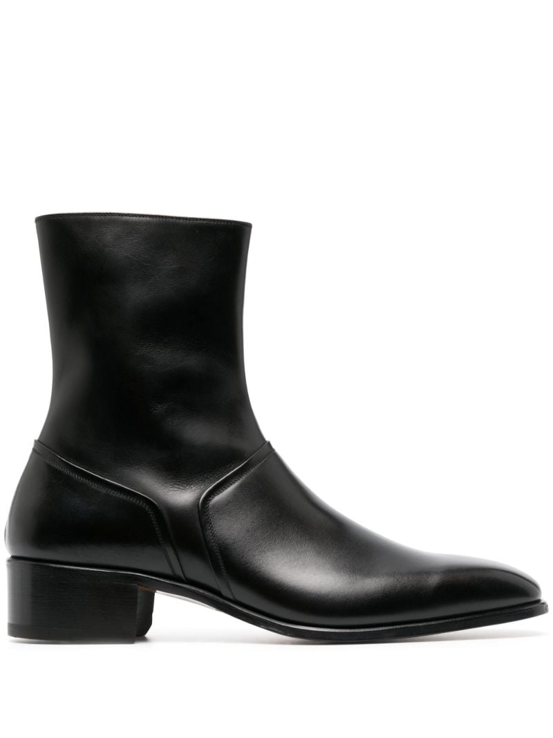 Black Alec 40mm Zip Leather Ankle Boots