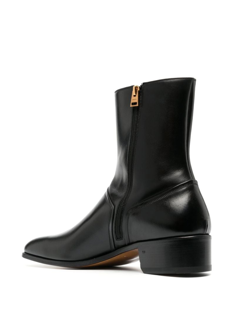 Black Alec 40mm Zip Leather Ankle Boots