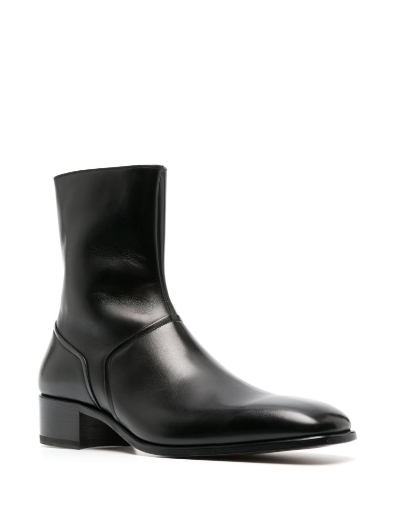 Black Alec 40mm Zip Leather Ankle Boots