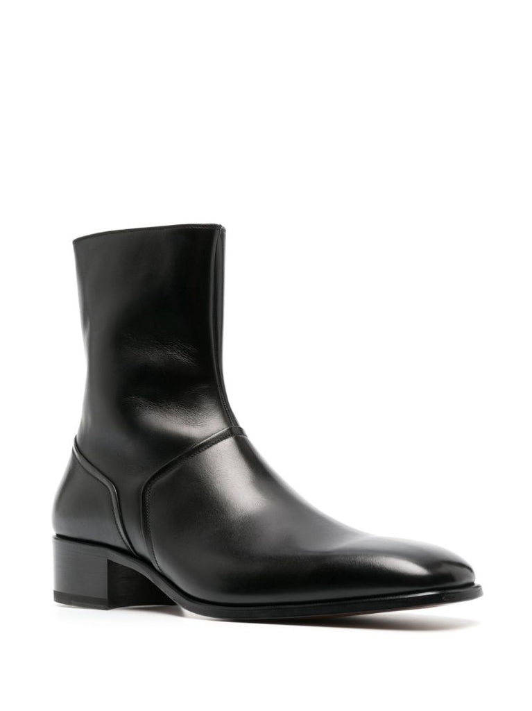 Black Alec 40mm Zip Leather Ankle Boots